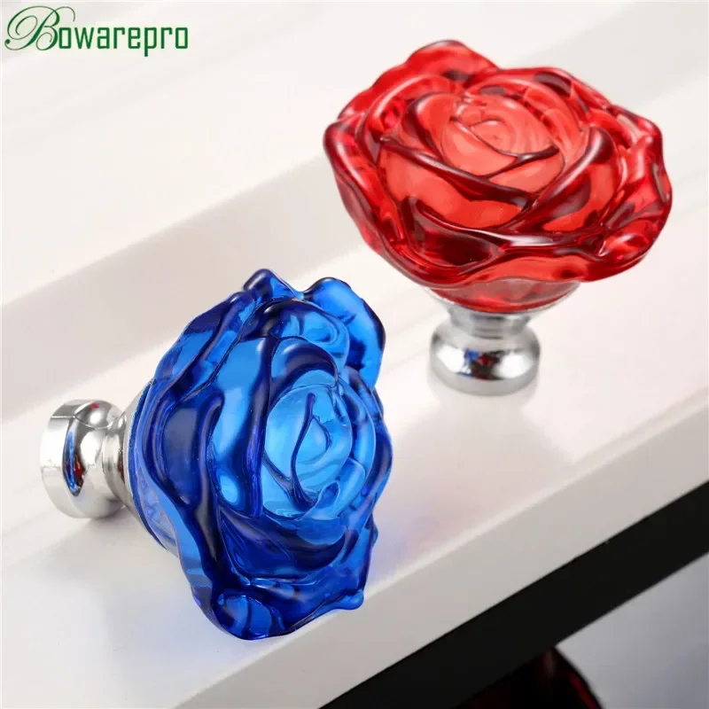 Furniture Joint Hardware - Bowarepro 50MM cristal Rose verre poignée